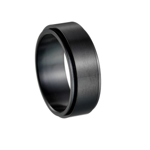 8mm black matte brushed spinner ring made of stainless steel for stress relief