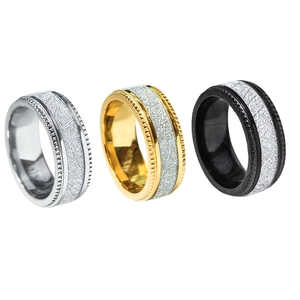 Titanium Steel Ring For Men Women Vintage Meteorite Pattern Inlay Wide Band Gear Edge Black Gold Silver Industrial Jewelry
