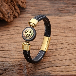 Bracelet en Métal Vintage Arbre De Vie Corde en Cuir Tressé Boucle Magnétique Zirconia Incrusté Bijoux Boho Fait Main Cadeau Femme