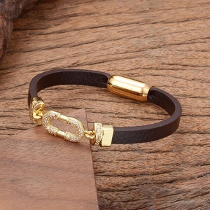 Mode Leder Armband Edelstahl Magnetverschluss Zirkonia Verschlungene Ringe Charme Schmuck Für Herren Damen Täglich