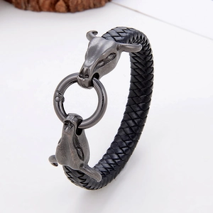 Vintage Bull Head Braided Leather Bracelet Men Retro Punk Alloy Buckle Jewelry Accessory For Daily Party Gift