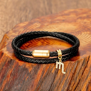 Bracciale Vintage in Pelle Intrecciata con Segni Zodiacali e Chiusura Magnetica in Acciaio Inossidabile Bracciale Oro Strass per Uomo Donna Gioielli Regalo