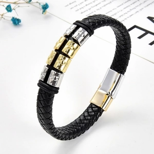 Vintage Braided Leather Bracelet Alloy Magnetic Clasp Punk Woven Wristband For Men Women Retro Fashion Jewelry Accessory