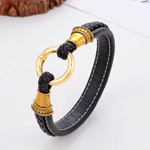 Bracciale in Pelle Intrecciata Vintage da Uomo Con Chiusura Magnetica in Lega di Metallo Punk Bohemian Gioielli Regalo Per Festa