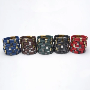 Pulseras clásicas de cuero trenzado en varios colores con cierre magnético de acero inoxidable