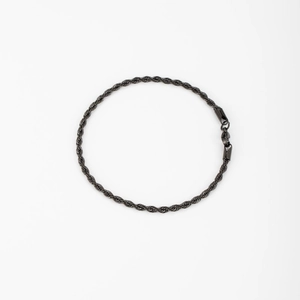 Bracelet chaîne torsadée en acier inoxydable noir avec fermoir mousqueton solide