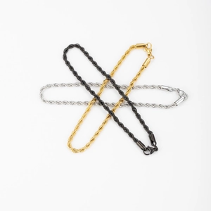 Lot de Bracelets Chaîne de Corde en Acier Inoxydable Minimaliste Unisexe 3 Couleurs Or Argent Noir Bijoux Mode Femme Homme