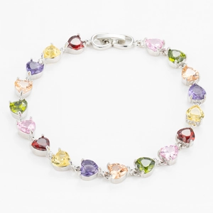 Fashion Gold Plated Multicolor Heart Rhinestone Bracelet Luxury Elegant Heart Link Chain Bracelet For Women Jewelry Gift
