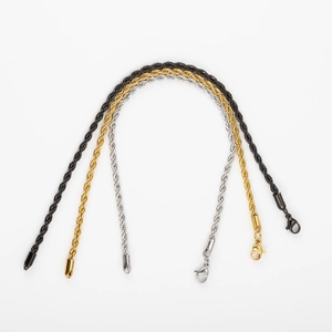 Bracelets chaîne torsadée tricolore en acier inoxydable avec fermoirs mousquetons