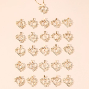 Collana con Iniziali Cuore Fiore Cavo in Rame Zirconia Pendente Alfabeto A-Z Collana Placcata Oro Argento Gioielli da Donna