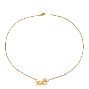 Goldene 18K Edelstahl-Halskette mit Geburtsjahr 1997 und kleinem Kronendetail