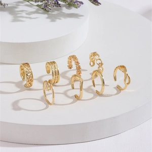 8Pcs Bohemian Alloy Toe Rings Set For Women Gold Silver Electroplated Adjustable Open Geometric Arrow Infinite Foot Jewelry