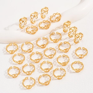 Anello Aperto Regolabile in Acciaio Inossidabile Minimalista per Donna 26 Lettere Iniziali Fascia a Catena Oro Argento Gioielli Regalo