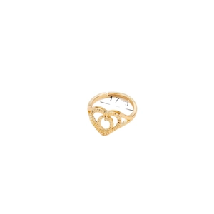 Anello dorato con doppio cuore intrecciato e trama radiale per donna, misura 17 mm