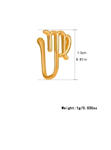 U-shaped gold Virgo zodiac nose clip dimensions showing 1.3cm height and 1g weight