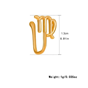U-shaped non-pierced golden Virgo zodiac nose clip or ear cuff for women, 1.3cm size