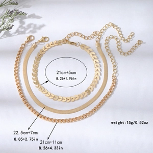Bracelets de Cheville en Acier Inoxydable Plaqué Or Chaîne de Blé Chevrons et Gourmette pour Femme Bijoux de Pied Mode Plage