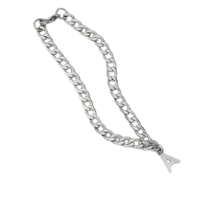 Minimalistische roestvrijstalen Cubaanse schakelarmband met een letter A hanger voor heren