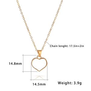 Detailed view of heart pendant with 17.5-inch chain and specific size measurements