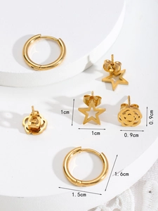 Tableau détaillé des tailles pour l'ensemble boucles d'oreilles étoiles et fleurs