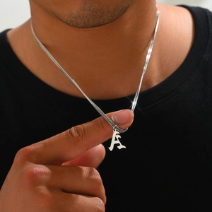 Gotische Beginletter Hanger Halsketting Roestvrij Staal Alfabet A-Z Sieraden Minimalistisch Zilverkleur Voor Heren Dames