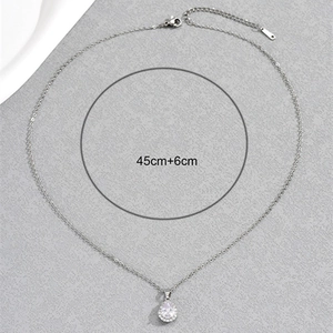 Élégant Collier Pendentif Goutte d'eau pour Femme Plaqué Or Alliage Strass Blanc Halo Chaîne Clavicule Bijoux