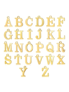 Gepolijste gouden A-Z alfabet hangers met ringetjes voor het maken van sieraden