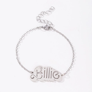 Bracelet Prénom Billie en Acier Inoxydable pour Femme Mode Hip Hop Poli Pendentif Lettre Chaîne Maille Bracelet Bijoux Cadeau