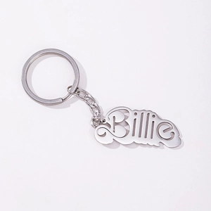 Porte-clés minimaliste Billie en acier inoxydable poli avec finition argentée
