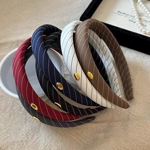 French vintage twill sponge headband set with gold handmade label for women