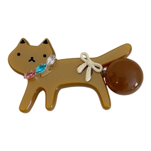Niedliche Cartoon Dackel Katze Acetat Haarspange mit buntem Kristallhalsband und Perle