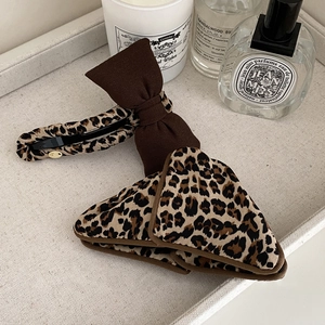 Vintage Leopard Print Bow Banana Clip Triangle Hair Claw Elegant Fabric Hair Accessories For Women Daily Dating Hairpins