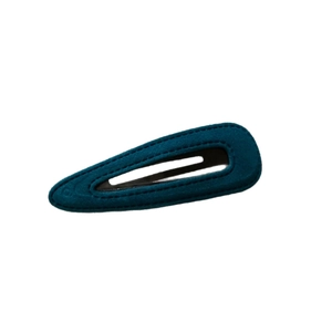 Deep peacock blue velvet hollow water drop BB hair clip with elegant stitched edges