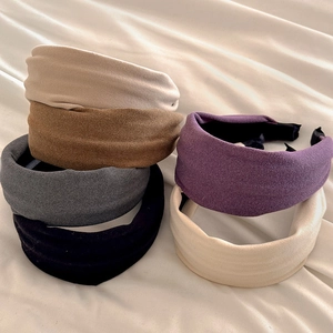 Vintage Wide Padded Headband For Women Autumn Winter High Top Plush Fabric Non-slip Hair Band Korean Style Hair Accessory