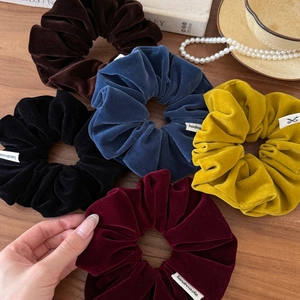 Lot de 5 chouchous en velours vintage aux couleurs d'automne avec étiquettes faites main