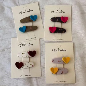 Lot de barrettes à cheveux à motifs floraux avec cœurs colorés pour femmes et filles
