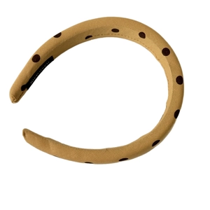 Handmade yellow polka dot padded sponge headband with vintage thick fabric design