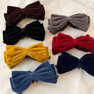 Pinces à cheveux élégantes avec nœuds en velours pour femmes en sept coloris variés