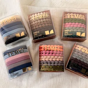 Elastic hair tie set in elegant storage box with various colors and wave texture