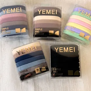 Set of 5 boxes high elasticity hair ties in Morandi colors and classic black for women