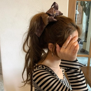 French Retro Satin Bow Hair Banana Clip For Women Large Fabric Floral Butterfly Print Ponytail Holder Hair Accessory