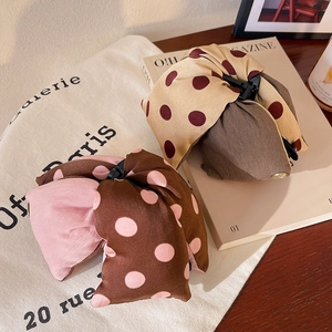 Pinces à cheveux en tissu à pois marron et beige pour coiffure de cheveux épais