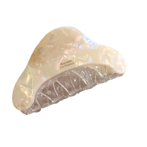 Elegant pearlescent acetate shark hair claw clip with golden Barrette La France lettering