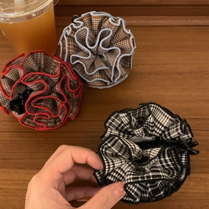 Classic plaid fabric banana hair clips for women in three stylish checkered patterns