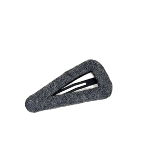 Minimalist grey wool felt triangle hair clip for women with premium textured finish
