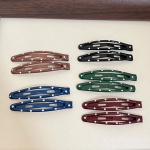 Retro Polka Dot Snap Hair Clips Metal Drip Oil Hairpin Vintage Sweet Hair Accessories For Women Teenagers Daily Wear