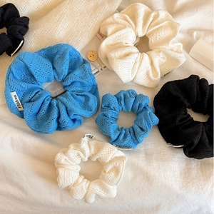Chouchous Tricotés Ajourés Élastiques pour Queue de Cheval Attaches de Cheveux en Tissu de Couleur Unie pour Femmes Filles Style Coréen