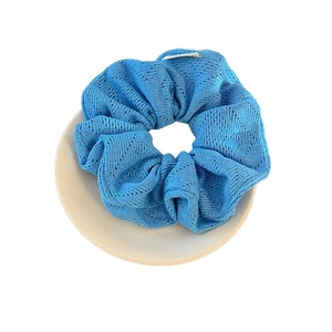 Chouchou en tricot ajouré bleu ciel à haute élasticité, accessoire de coiffure tendance