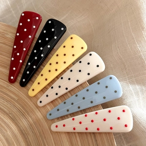 Vintage Polka Dot Triangle Hair Clip For Women Acrylic Duckbill Clip High Sense Hairpins Fashion Sweet Hair Accessories