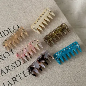 Retro colorful acetate hair clips with rhinestones in various patterns and colors